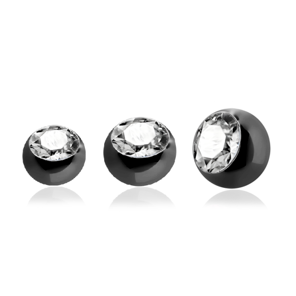 Chirurgenstahl 316L – Schraubkugel mit Premium-Kristall & PVD-Beschichtung (Schwarz)