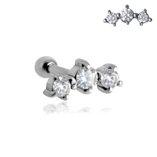 Chirurgenstahl 316L – Ohrpiercing mit eingefassten Premium-Zirkonia