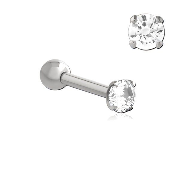 Chirurgenstahl 316L – Ohrpiercing mit präzise gefasstem Zirkonia