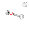 Chirurgenstahl 316L – Ohrpiercing mit präzise gefasstem Zirkonia