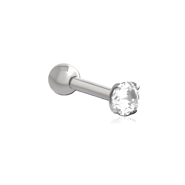 Chirurgenstahl 316L – Ohrpiercing mit präzise gefasstem Zirkonia