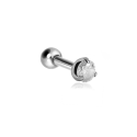 Chirurgenstahl 316L – Ohrpiercing mit präzise gefasstem Zirkonia