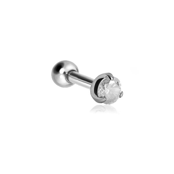Chirurgenstahl 316L – Ohrpiercing mit präzise gefasstem Zirkonia