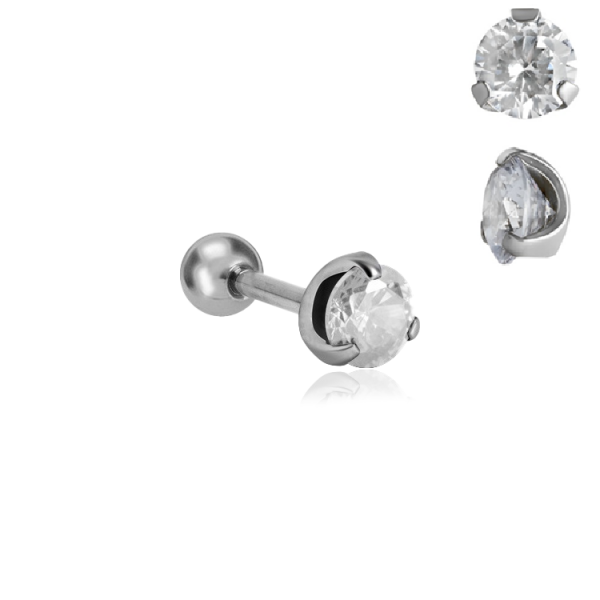 Chirurgenstahl 316L – Ohrpiercing mit präzise gefasstem Zirkonia