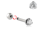Chirurgenstahl 316L – Ohrpiercing mit präzise gefasstem Zirkonia
