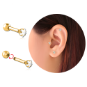 Chirurgenstahl 316L – Ohrpiercing mit Zirkonia & PVD-Beschichtung 