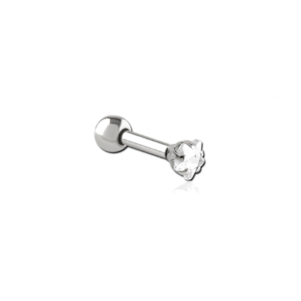 Chirurgenstahl 316L – Ohrpiercing mit präzise gefasstem Zirkonia