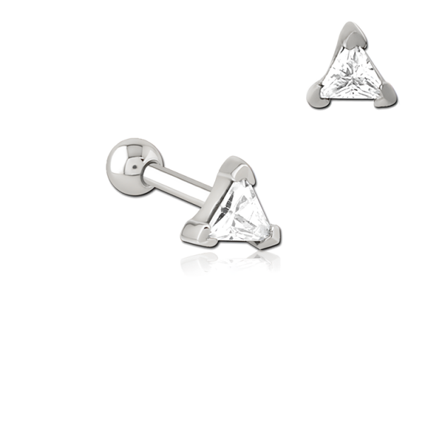 Chirurgenstahl 316L – Ohrpiercing mit präzise gefasstem Dreieck-Zirkonia