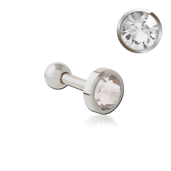 Chirurgenstahl 316L – Ohrpiercing mit flachem Premium-Kristall