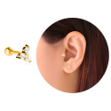 Chirurgenstahl 316L – Ohrpiercing mit eingefassten Zirkonia & PVD-Beschichtung