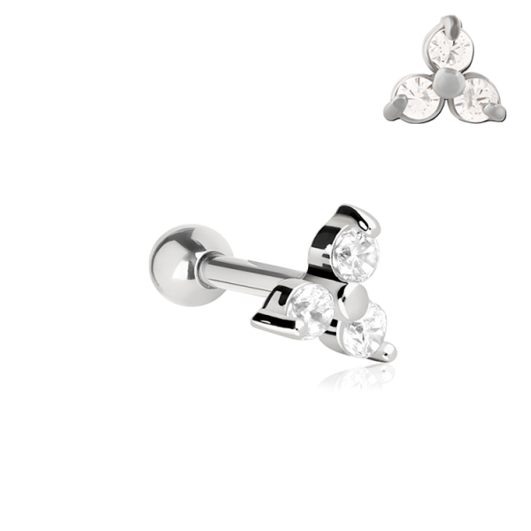 Chirurgenstahl 316L – Ohrpiercing mit eingefassten Zirkonia