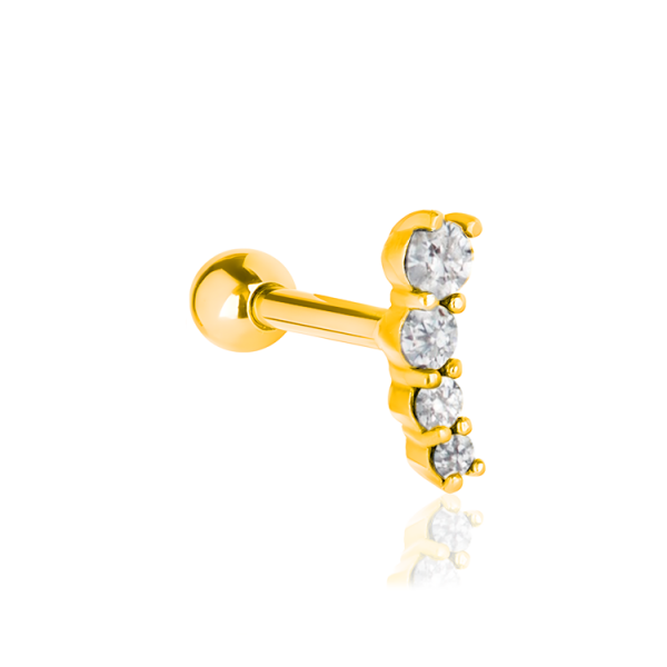 Chirurgenstahl 316L – Ohrpiercing mit Zirkonia & PVD-Beschichtung