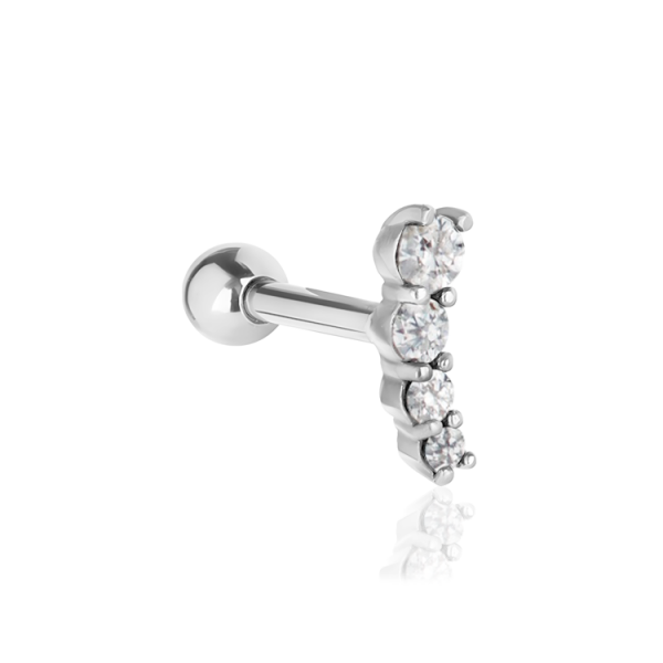 Chirurgenstahl 316L – Ohrpiercing mit eingefassten Zirkonia