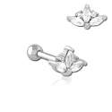 Chirurgenstahl 316L – Ohrpiercing mit präzise eingefassten Zirkonia