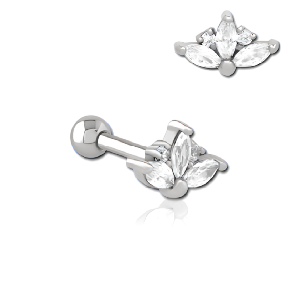 Chirurgenstahl 316L – Ohrpiercing mit präzise eingefassten Zirkonia