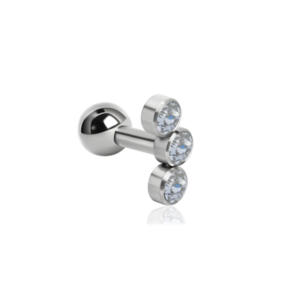 Chirurgenstahl 316L – Ohrpiercing mit drei Discs mit Premium-Kristallen
