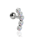 Chirurgenstahl 316L – Ohrpiercing mit fünf Discs mit Premium-Kristallen