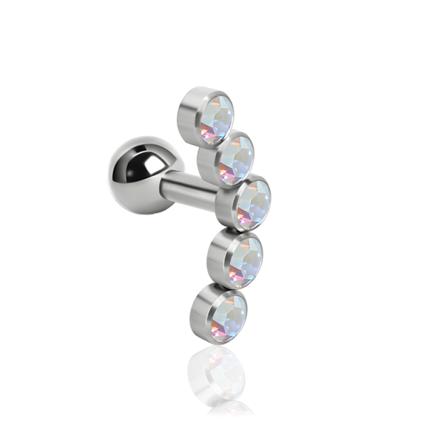Chirurgenstahl 316L – Ohrpiercing mit fünf Discs mit Premium-Kristallen