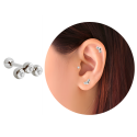 Chirurgenstahl 316L – Ohrpiercing mit drei Kugeln mit Premium-Kristallen
