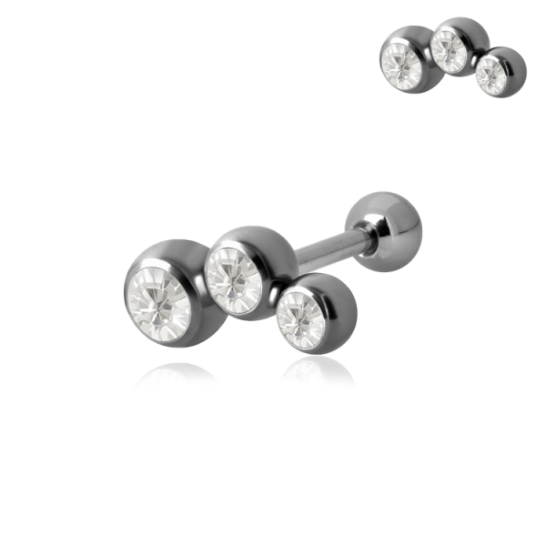 Chirurgenstahl 316L – Ohrpiercing mit drei Kugeln mit Premium-Kristallen