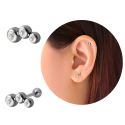 Chirurgenstahl 316L – Ohrpiercing mit drei Kugeln mit Premium-Kristallen