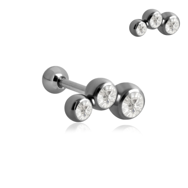 Chirurgenstahl 316L – Ohrpiercing mit drei Kugeln mit Premium-Kristallen