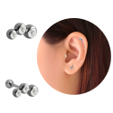 Chirurgenstahl 316L – Ohrpiercing mit drei Kugeln mit Premium-Kristallen