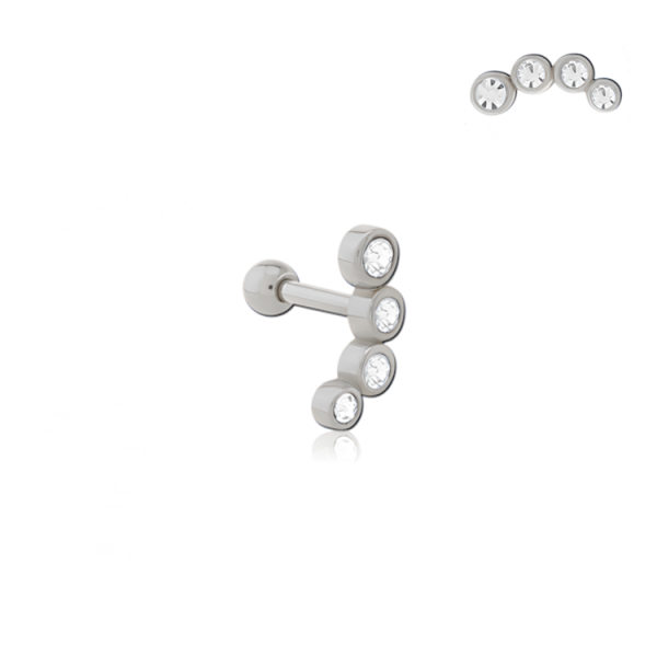 Chirurgenstahl 316L – Ohrpiercing mit Vier Discs mit Premium-Kristallen