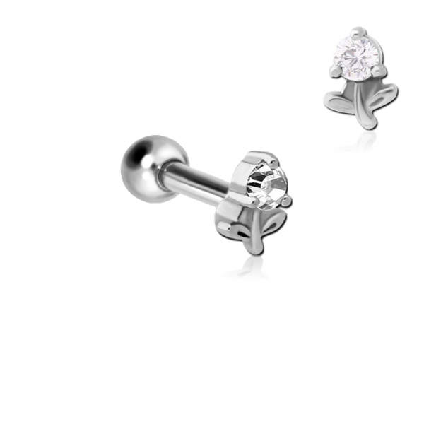 Chirurgenstahl 316L – Ohrpiercing mit präzise gefasstem Zirkonia