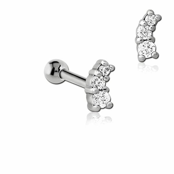 Chirurgenstahl 316L – Ohrpiercing mit eingefassten Zirkonia