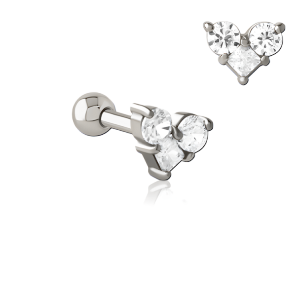 Chirurgenstahl 316L – Ohrpiercing mit eingefassten Zirkonia