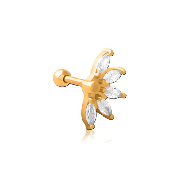 Chirurgenstahl 316L – Ohrpiercing mit Zirkonia & PVD-Beschichtung 