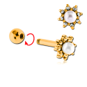 Chirurgenstahl 316L – Ohrpiercing mit eingefassten Zirkonia & synthetischer Perle