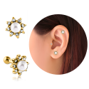 Chirurgenstahl 316L – Ohrpiercing mit eingefassten Zirkonia & synthetischer Perle