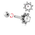 Chirurgenstahl 316L – Ohrpiercing mit Zirkonia & synthetischer Perle