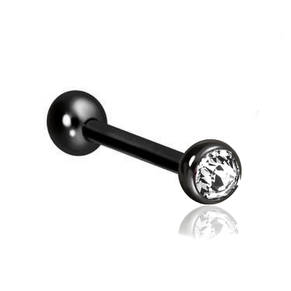 Chirurgenstahl 316L – Barbell mit zwei Kristallen und PVD-Beschichtung 