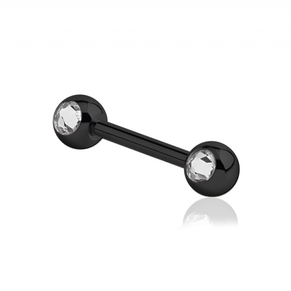 Chirurgenstahl 316L – Barbell mit seitlichen Kristallen & PVD-Beschichtung 