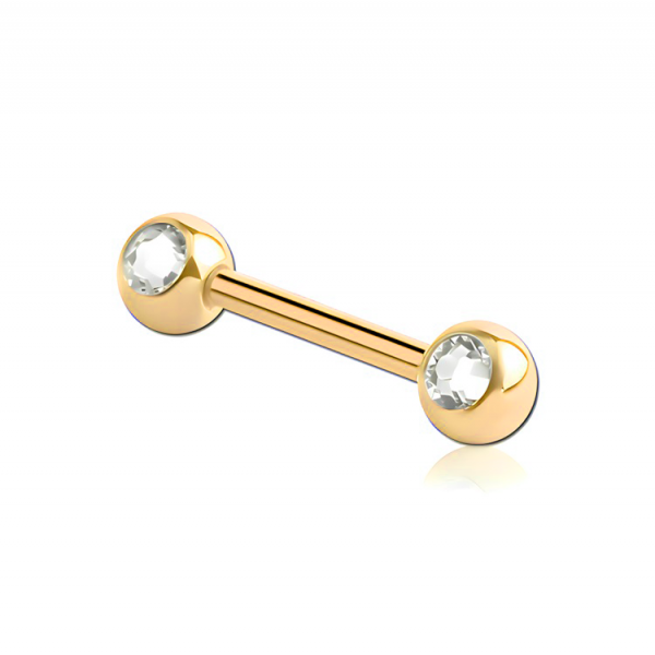 Chirurgenstahl 316L – Barbell mit seitlichen Kristallen & PVD-Beschichtung 