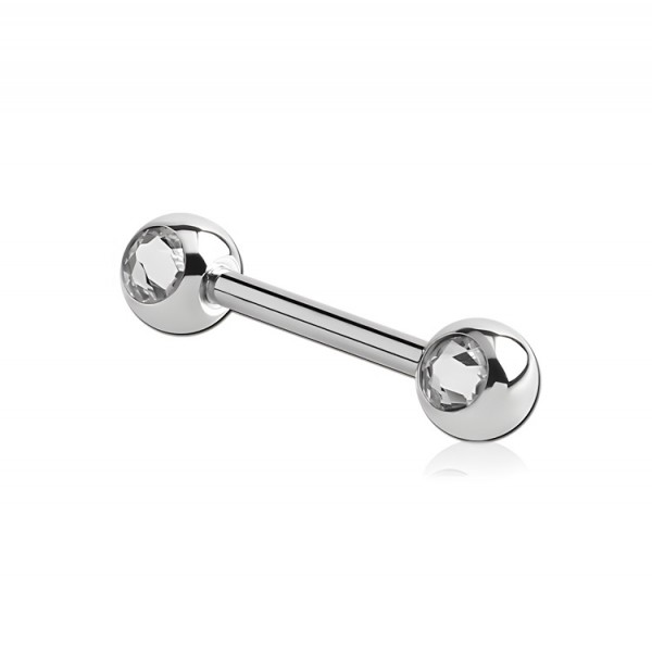 Chirurgenstahl 316L – Barbell mit seitlichen Premium-Kristallen