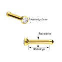 Chirurgenstahl 316L – Nasenstecker Pin mit flachem Premium-Kristall & PVD-Beschichtung 