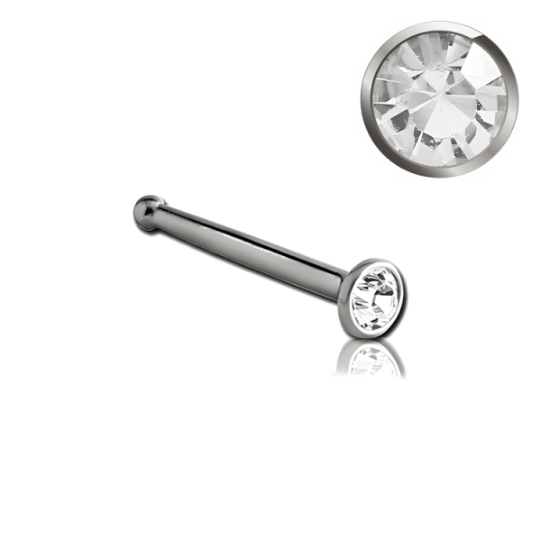 Chirurgenstahl 316L – Nasenstecker Pin mit flachem Premium-Kristall 