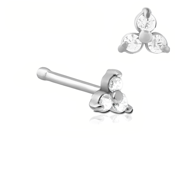 Chirurgenstahl 316L – Nasenstecker Pin mit Kristallblume