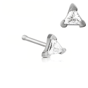Chirurgenstahl 316L – Nasenstecker Pin mit eingefasstem Zirkonia, dreieckig