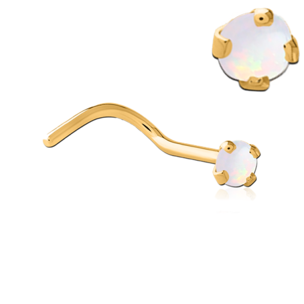 Chirurgenstahl 316L – Nasenstecker-Spirale mit eingefasstem synthetischem Opal & PVD-Beschichtung 