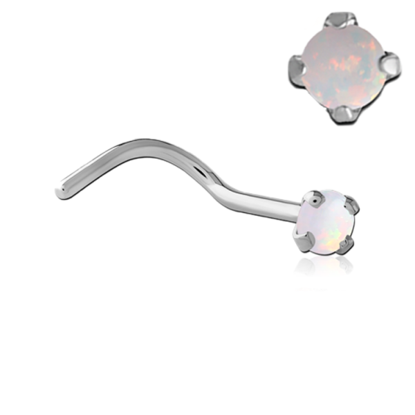 Chirurgenstahl 316L – Nasenstecker-Spirale mit eingefasstem synthetischem Opal