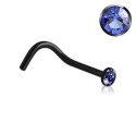 Chirurgenstahl 316L – Nasenstecker Spirale mit flachem Premium-Kristall & PVD-Beschichtung