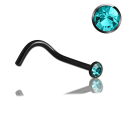 Chirurgenstahl 316L – Nasenstecker Spirale mit flachem Premium-Kristall & PVD-Beschichtung
