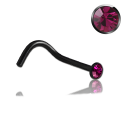 Chirurgenstahl 316L – Nasenstecker Spirale mit flachem Premium-Kristall & PVD-Beschichtung