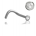 Chirurgenstahl 316L – Nasenstecker Spirale mit flachem Premium-Kristall