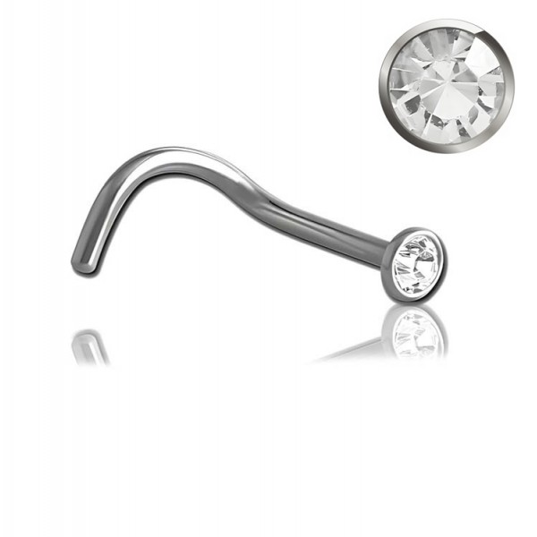 Chirurgenstahl 316L – Nasenstecker Spirale mit flachem Premium-Kristall